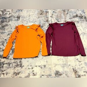 Garanimals Orange and Purple Ruffle Long Sleeve Tees